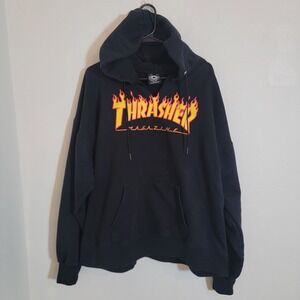 Thrasher Magazine Pullover Hoodie Sweatshirt Men's XL Black Distressed
